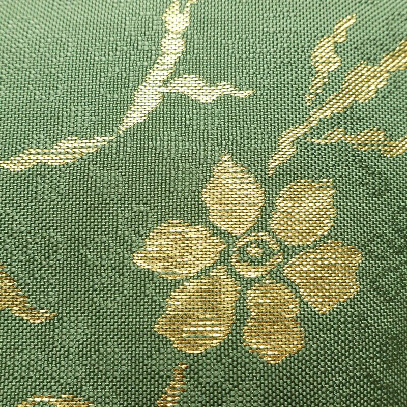 袋帯 太鼓柄 フォーマル用 正絹 花柄 リサイクル帯 帯 金糸 緑・うぐいす色_画像4