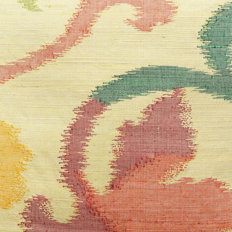 名古屋帯 六通柄 正絹 木の葉・植物柄 名古屋仕立て なごや帯 リサイクル帯 帯 モダン 黄・黄土色_画像2