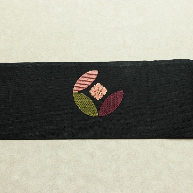 名古屋帯 太鼓柄 金駒刺繍 正絹 古典柄 名古屋仕立て なごや帯 リサイクル帯 帯 刺繍 シンプル 黒_画像16