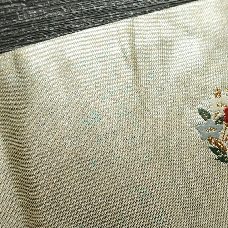 名古屋帯 青銅箔 太鼓柄 良品 正絹 蝶・昆虫柄 名古屋仕立て なごや帯 リサイクル帯 帯 箔 シンプル 金・銀_画像15