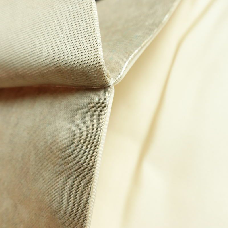 名古屋帯 青銅箔 太鼓柄 良品 正絹 蝶・昆虫柄 名古屋仕立て なごや帯 リサイクル帯 帯 箔 シンプル 金・銀_画像20