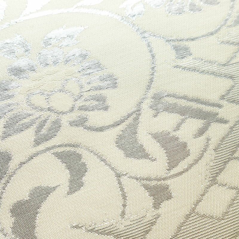 名古屋帯 六通柄 正絹 幾何学柄・抽象柄 名古屋仕立て なごや帯 リサイクル帯 帯 箔 モダン クリーム_画像4