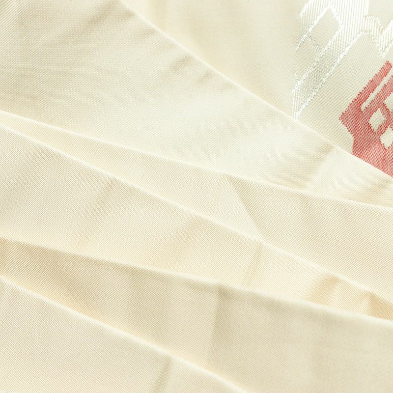 名古屋帯 六通柄 正絹 幾何学柄・抽象柄 名古屋仕立て なごや帯 リサイクル帯 帯 箔 モダン クリーム_画像18