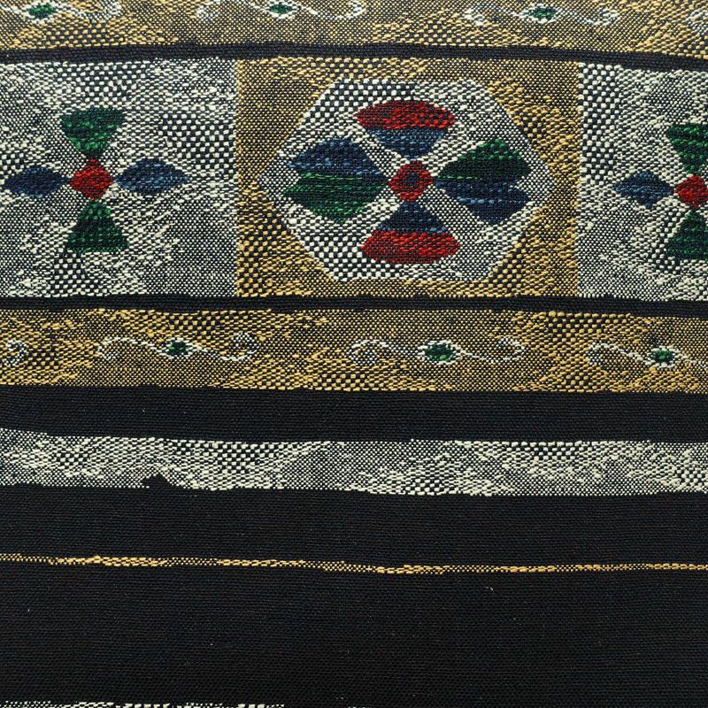 名古屋帯 六通柄 正絹 幾何学柄・抽象柄 名古屋仕立て なごや帯 リサイクル帯 帯 青・紺_画像2