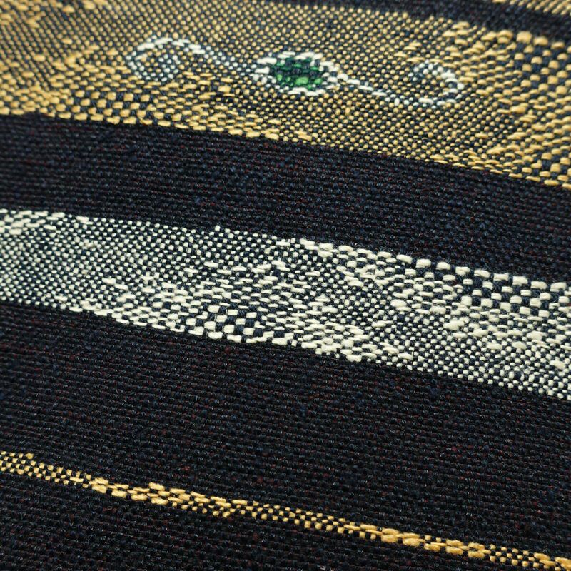 名古屋帯 六通柄 正絹 幾何学柄・抽象柄 名古屋仕立て なごや帯 リサイクル帯 帯 青・紺_画像6