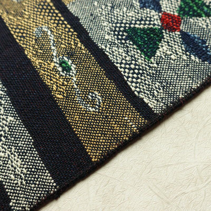 名古屋帯 六通柄 正絹 幾何学柄・抽象柄 名古屋仕立て なごや帯 リサイクル帯 帯 青・紺_画像12