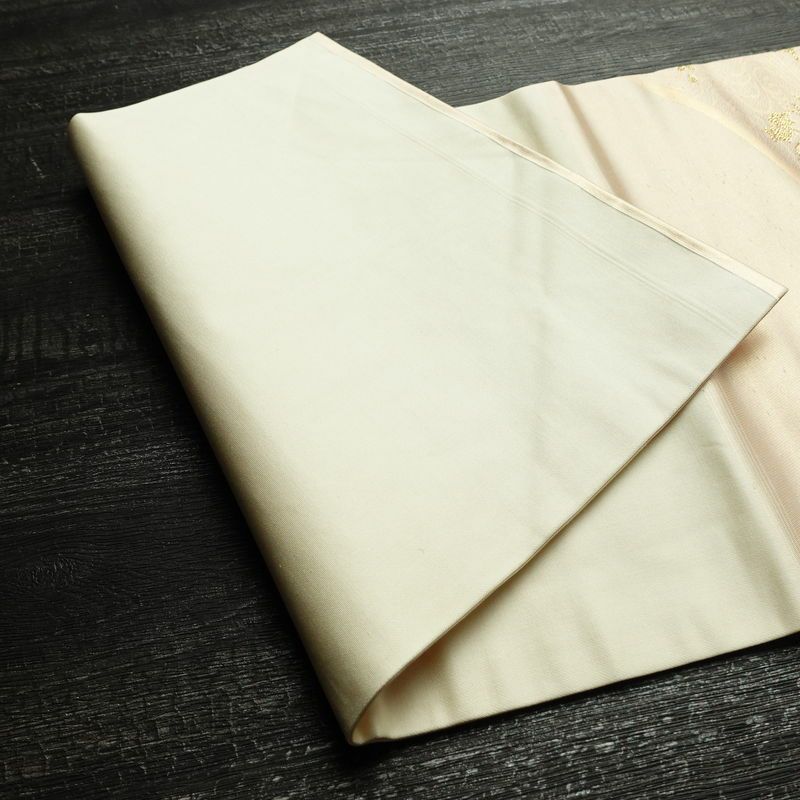 名古屋帯 太鼓柄 正絹 花柄 名古屋仕立て なごや帯 リサイクル帯 帯 箔 金糸 クリーム_画像11