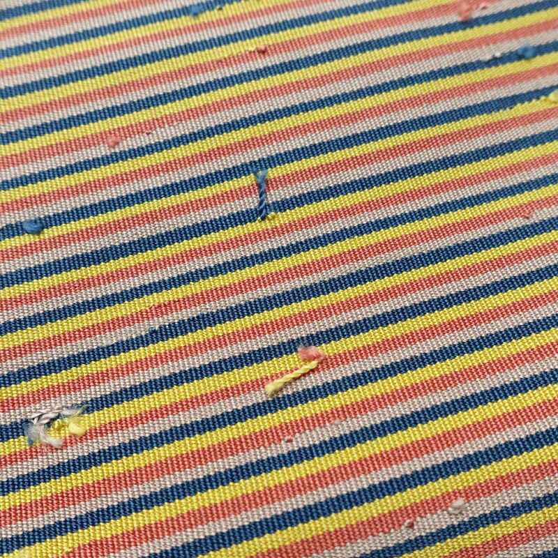 名古屋帯 髭紬 全通柄 美品 正絹 縞柄・線柄 通し仕立て なごや帯 リサイクル帯 帯 多色使い_画像3