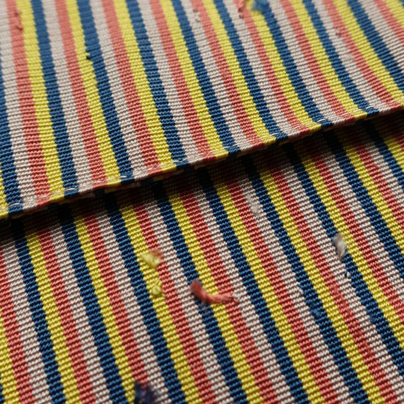 名古屋帯 髭紬 全通柄 美品 正絹 縞柄・線柄 通し仕立て なごや帯 リサイクル帯 帯 多色使い_画像11