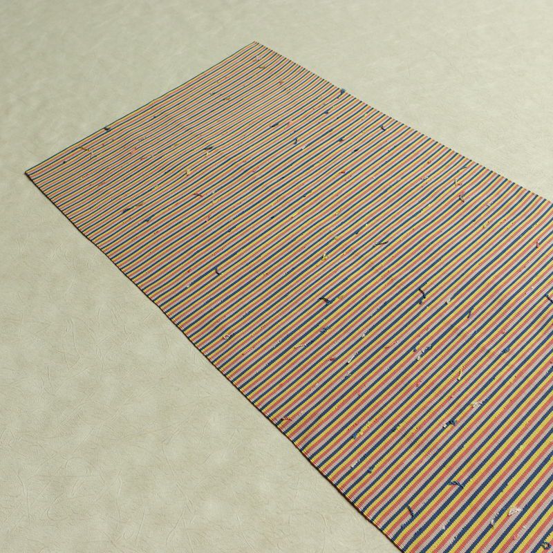 名古屋帯 髭紬 全通柄 美品 正絹 縞柄・線柄 通し仕立て なごや帯 リサイクル帯 帯 多色使い_画像15