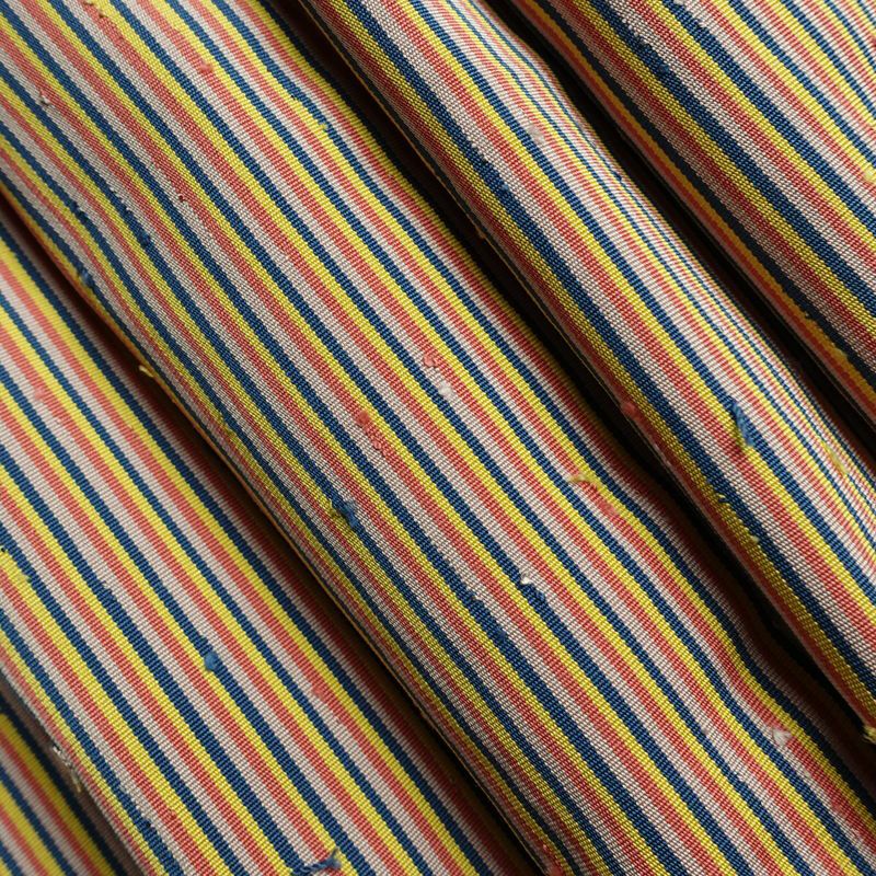 名古屋帯 髭紬 全通柄 美品 正絹 縞柄・線柄 通し仕立て なごや帯 リサイクル帯 帯 多色使い_画像17