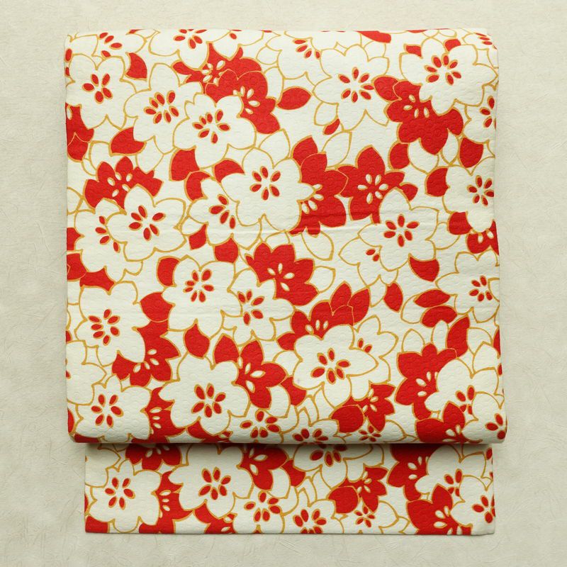 名古屋帯 全通柄 良品 正絹 花柄 名古屋仕立て なごや帯 リサイクル帯 帯 多色使い_画像1