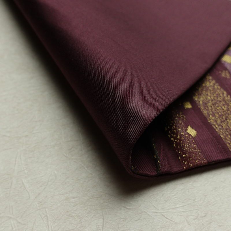 名古屋帯 六通柄 良品 正絹 縞柄・線柄 名古屋仕立て なごや帯 リサイクル帯 帯 箔 紫・藤色_画像10