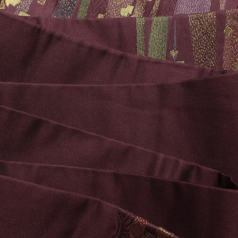 名古屋帯 六通柄 良品 正絹 縞柄・線柄 名古屋仕立て なごや帯 リサイクル帯 帯 箔 紫・藤色_画像17