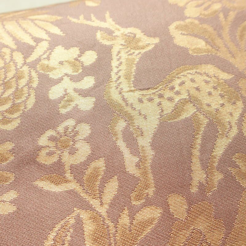 名古屋帯 六通柄 正絹 幾何学柄・抽象柄 名古屋仕立て なごや帯 リサイクル帯 帯 箔 小豆・エンジ_画像6