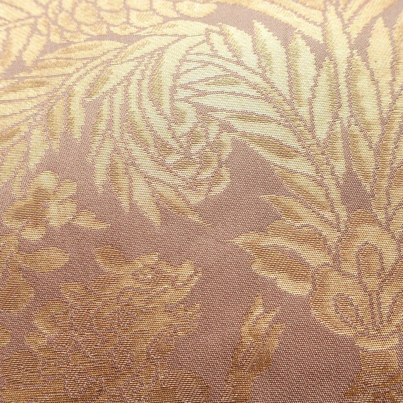 名古屋帯 六通柄 正絹 幾何学柄・抽象柄 名古屋仕立て なごや帯 リサイクル帯 帯 箔 小豆・エンジ_画像7