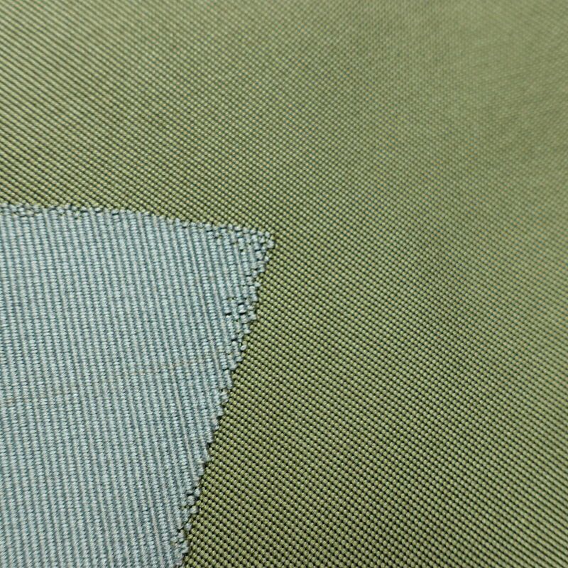 名古屋帯 太鼓柄 正絹 木の葉・植物柄 名古屋仕立て なごや帯 リサイクル帯 帯 引箔 シンプル 緑・うぐいす色_画像5