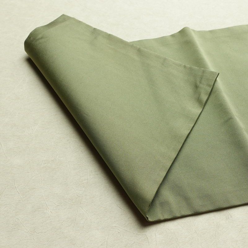 名古屋帯 太鼓柄 正絹 木の葉・植物柄 名古屋仕立て なごや帯 リサイクル帯 帯 引箔 シンプル 緑・うぐいす色_画像9