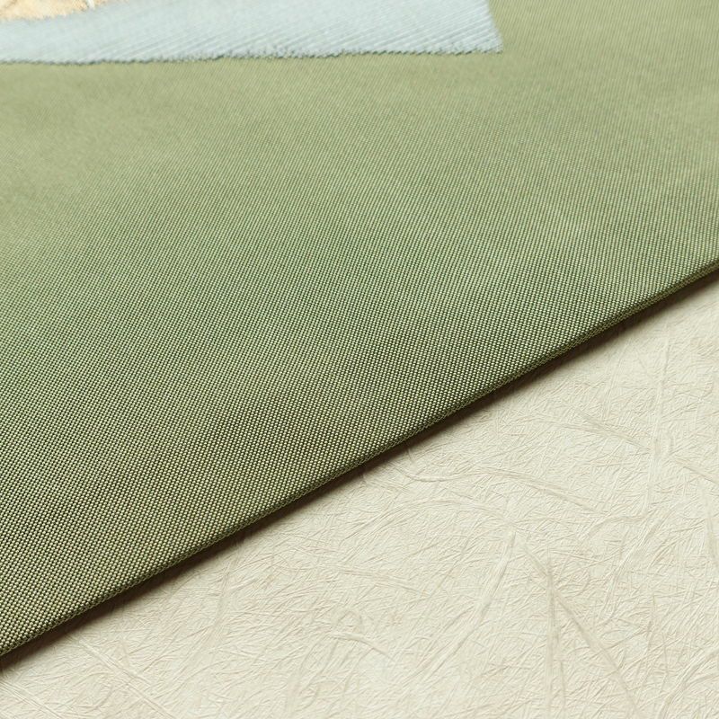 名古屋帯 太鼓柄 正絹 木の葉・植物柄 名古屋仕立て なごや帯 リサイクル帯 帯 引箔 シンプル 緑・うぐいす色_画像13