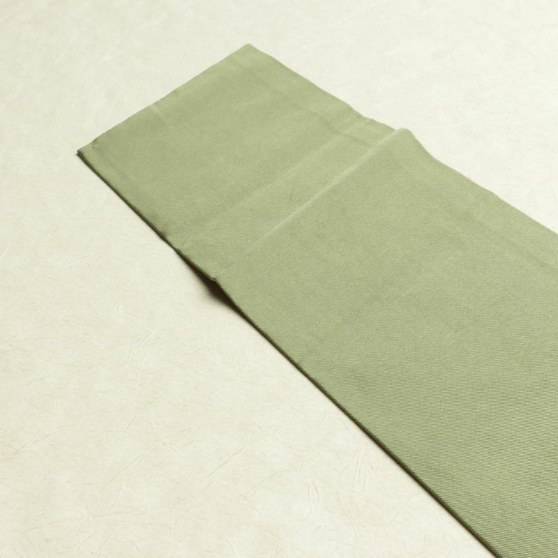 名古屋帯 太鼓柄 正絹 木の葉・植物柄 名古屋仕立て なごや帯 リサイクル帯 帯 引箔 シンプル 緑・うぐいす色_画像17