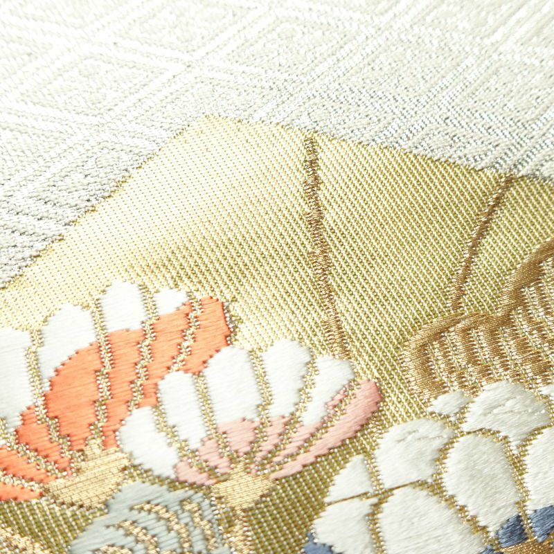 名古屋帯 桃山招宴文 九寸本金 太鼓柄 良品 正絹 古典柄 名古屋仕立て なごや帯 リサイクル帯 帯 箔 金糸 金・銀_画像5