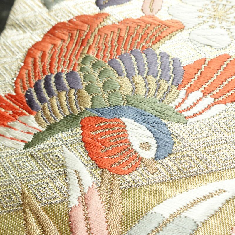 名古屋帯 桃山招宴文 九寸本金 太鼓柄 良品 正絹 古典柄 名古屋仕立て なごや帯 リサイクル帯 帯 箔 金糸 金・銀_画像7