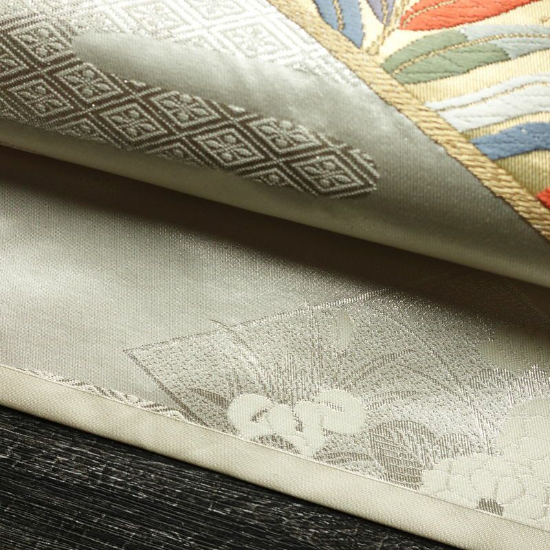 名古屋帯 桃山招宴文 九寸本金 太鼓柄 良品 正絹 古典柄 名古屋仕立て なごや帯 リサイクル帯 帯 箔 金糸 金・銀_画像8