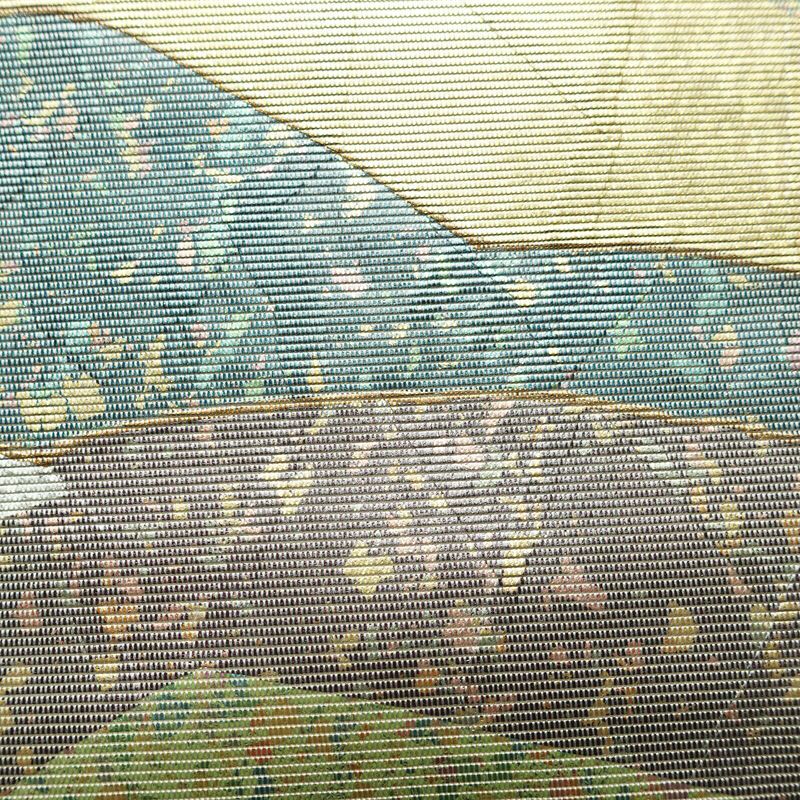 名古屋帯 太鼓柄 正絹 幾何学柄・抽象柄 名古屋仕立て なごや帯 リサイクル帯 帯 箔 白_画像3