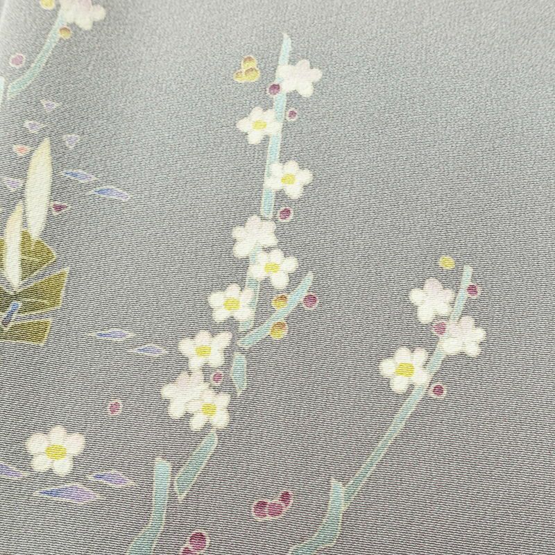 色留袖 落款入り 縮緬 正絹 幾何学柄・抽象柄 袷仕立て 身丈157.5cm 裄丈63.5cm リサイクル着物 着物 共八掛 シンプル グレー_画像10