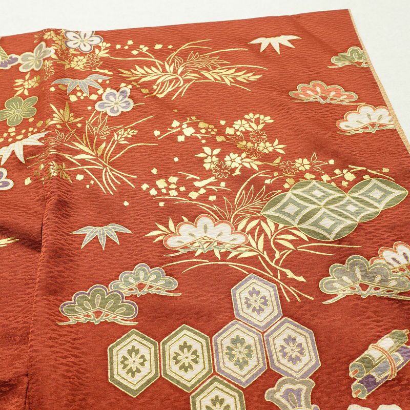 振袖 良品 金駒刺繍 正絹 古典柄 袷仕立て 身丈159.5cm 裄丈65cm リサイクル着物 着物 箔 金彩 成人式 二十歳 二十歳の集い フォーマル 華やか 菊 黄・黄土色_画像15