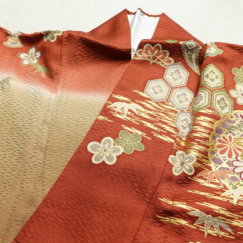 振袖 良品 金駒刺繍 正絹 古典柄 袷仕立て 身丈159.5cm 裄丈65cm リサイクル着物 着物 箔 金彩 成人式 二十歳 二十歳の集い フォーマル 華やか 菊 黄・黄土色_画像17