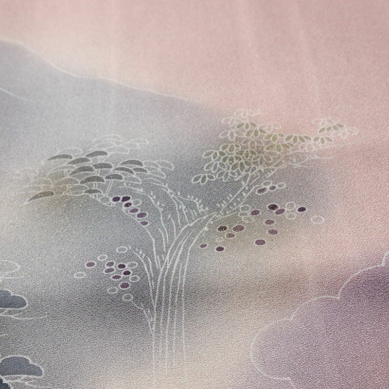 付け下げ 良品 しつけ糸付き 正絹 風景柄 袷仕立て 身丈166.5cm 裄丈66cm リサイクル着物 着物 箔 入学式 卒業式 七五三 お宮参り フォーマル 紫・藤色_画像8