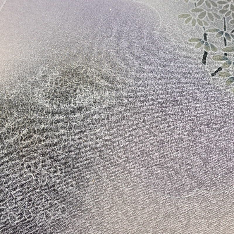 付け下げ 良品 しつけ糸付き 正絹 風景柄 袷仕立て 身丈166.5cm 裄丈66cm リサイクル着物 着物 箔 入学式 卒業式 七五三 お宮参り フォーマル 紫・藤色_画像9