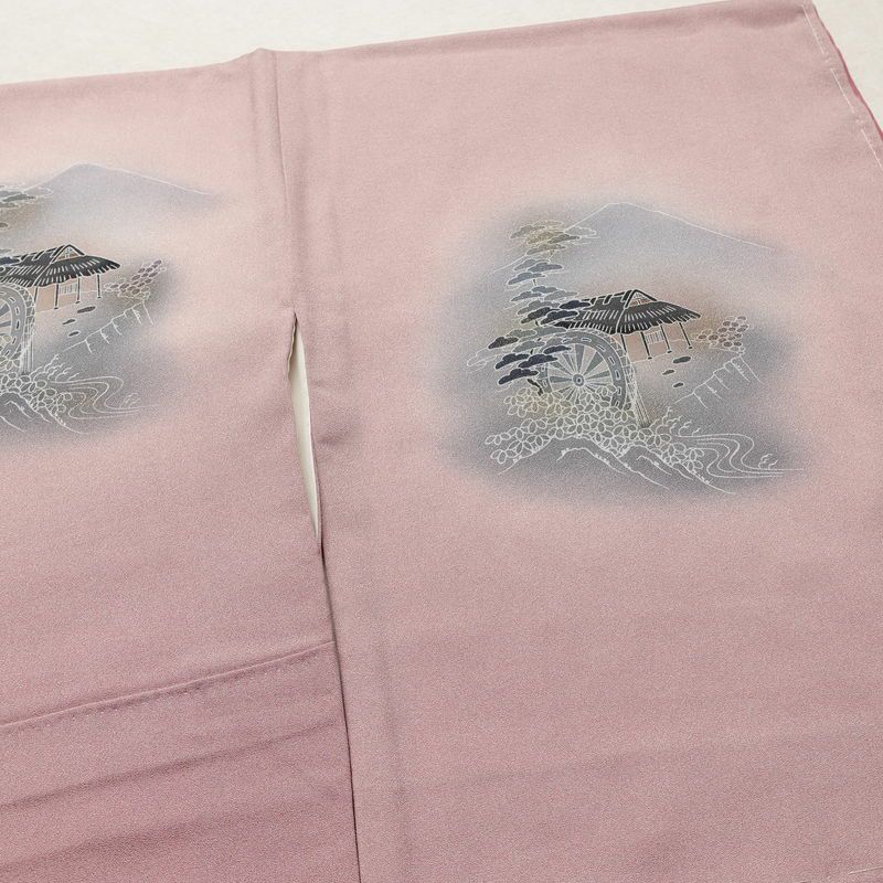 付け下げ 良品 しつけ糸付き 正絹 風景柄 袷仕立て 身丈166.5cm 裄丈66cm リサイクル着物 着物 箔 入学式 卒業式 七五三 お宮参り フォーマル 紫・藤色_画像14