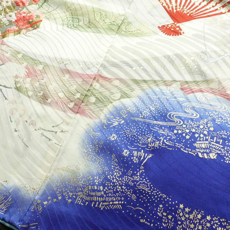 振袖 正絹 花柄 袷仕立て 身丈165cm 裄丈66cm リサイクル着物 着物 箔 金彩 結婚式 成人式 二十歳 二十歳の集い 多色使い_画像14
