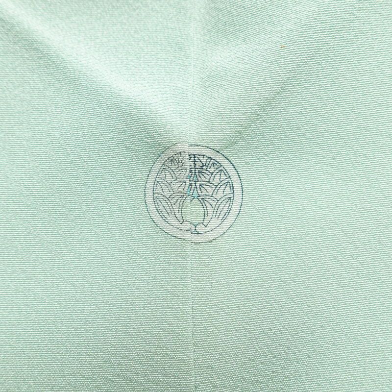 訪問着 良品 落款入り 縮緬 一つ紋付き 正絹 風景柄 袷仕立て 身丈158cm 裄丈67cm リサイクル着物 着物 共八掛 入学式 卒業式 七五三 お宮参り フォーマル 上品 緑・うぐいす色_画像14