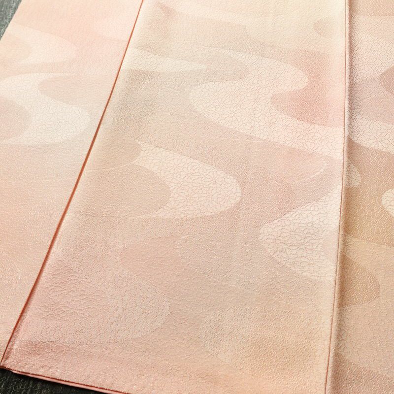 小紋 堅牢染 正絹 流水・波柄 袷仕立て 身丈161.5cm 裄丈68.5cm リサイクル着物 着物 ピンク_画像4