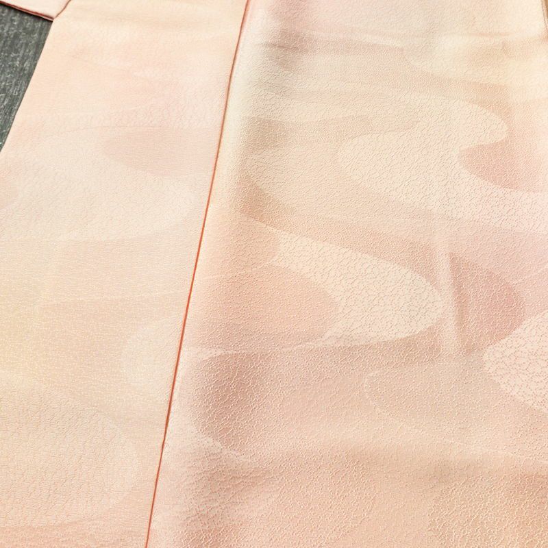 小紋 堅牢染 正絹 流水・波柄 袷仕立て 身丈161.5cm 裄丈68.5cm リサイクル着物 着物 ピンク_画像5