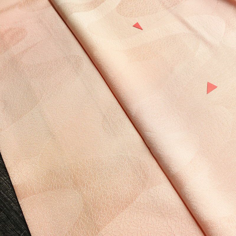 小紋 堅牢染 正絹 流水・波柄 袷仕立て 身丈161.5cm 裄丈68.5cm リサイクル着物 着物 ピンク_画像16