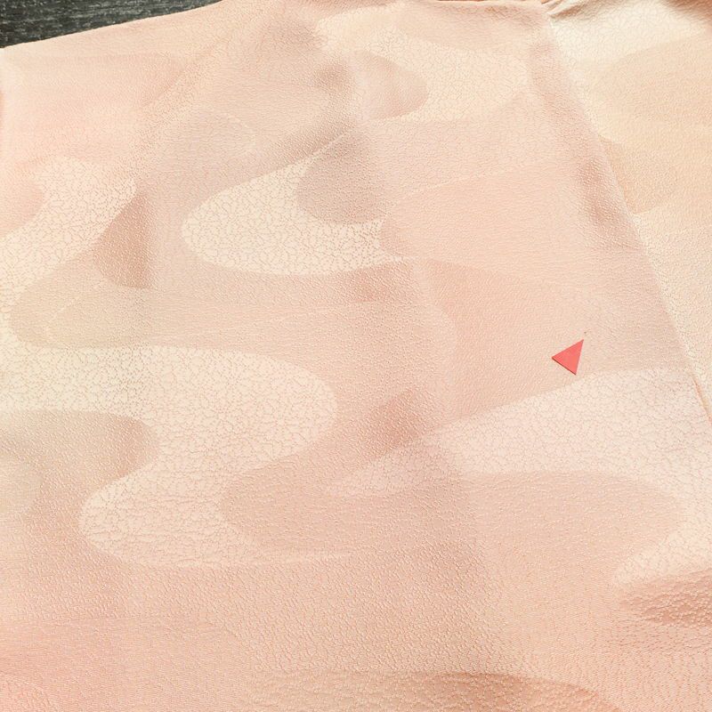 小紋 堅牢染 正絹 流水・波柄 袷仕立て 身丈161.5cm 裄丈68.5cm リサイクル着物 着物 ピンク_画像19