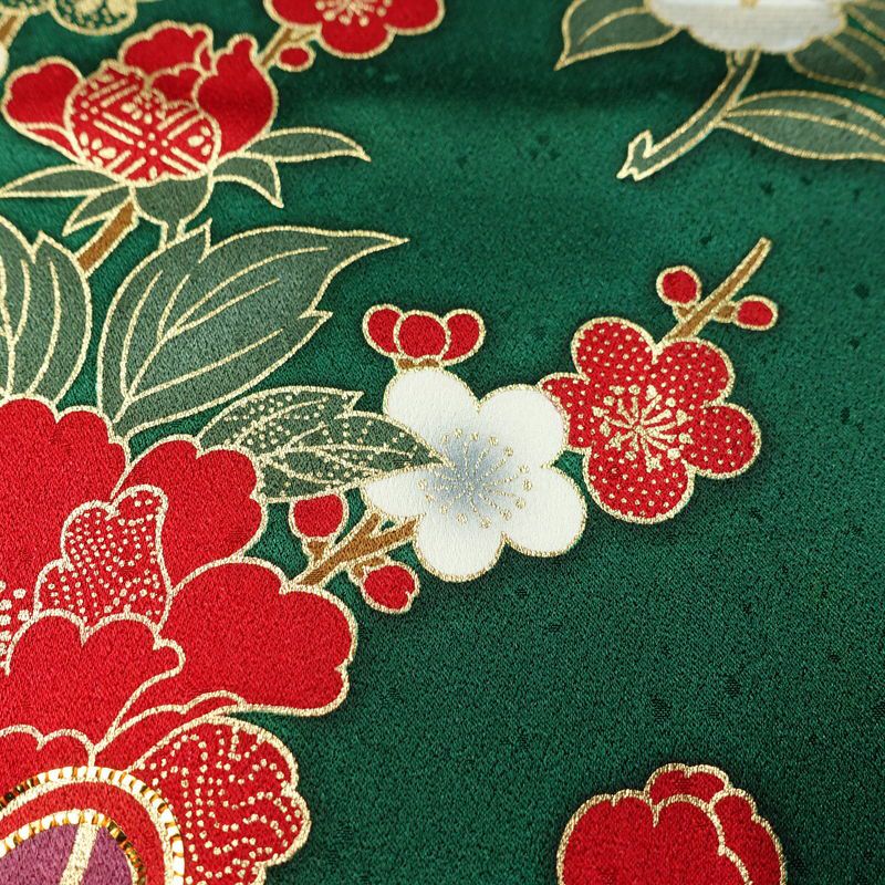 振袖 正絹 古典柄 袷仕立て 身丈161cm 裄丈63cm リサイクル着物 着物 箔 金彩 結婚式 成人式 二十歳 二十歳の集い パーティー フォーマル 華やか 菊 緑・うぐいす色_画像10