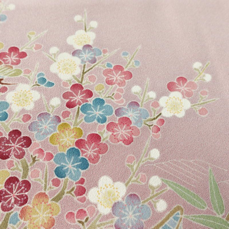 色留袖 美品 落款入り 縮緬 三つ紋付き 正絹 風景柄 袷仕立て 身丈163.5cm 裄丈66.5cm リサイクル着物 一部しつけ糸付き 着物 結婚式 パーティー フォーマル 松 ピンク_画像8