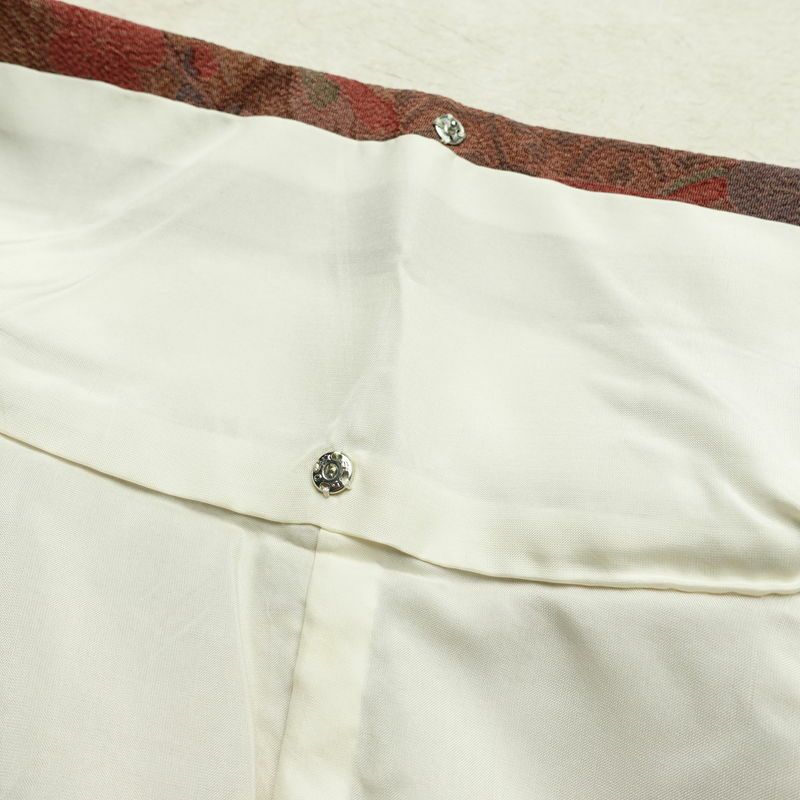 小紋 縮緬 正絹 古典柄 袷仕立て 身丈151.5cm 裄丈64cm リサイクル着物 着物 茶_画像19