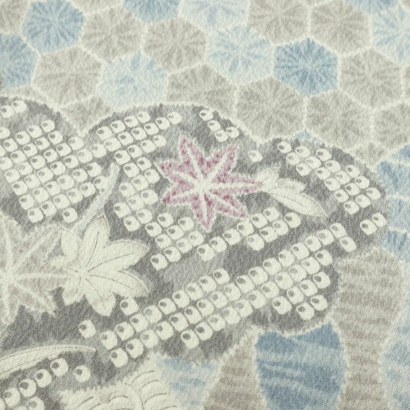 小紋 良品 しつけ糸付き 正絹 古典柄 袷仕立て 身丈162.5cm 裄丈65.5cm リサイクル着物 着物 青・紺_画像7