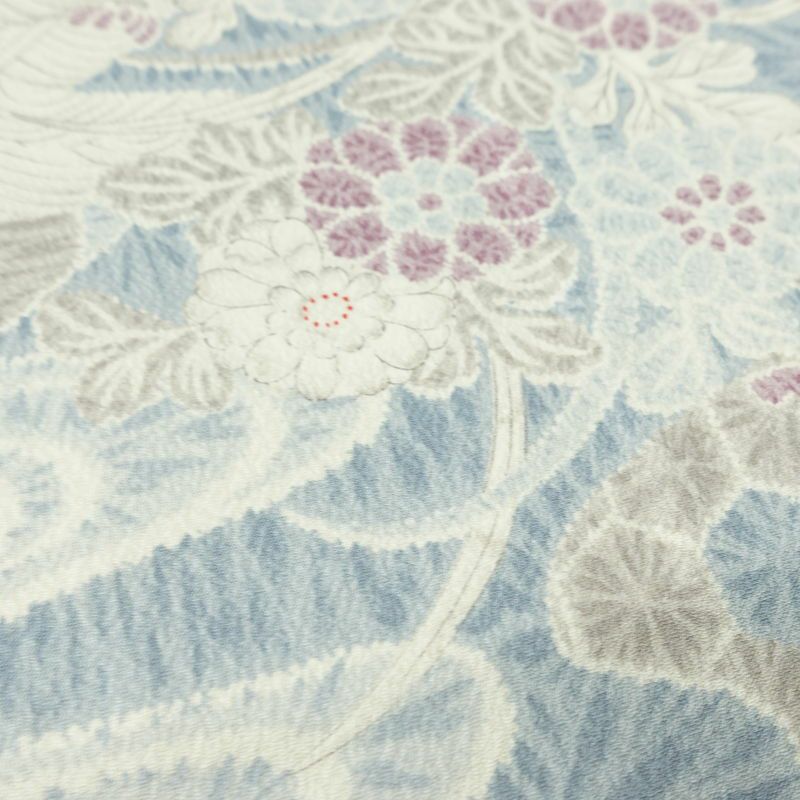 小紋 良品 しつけ糸付き 正絹 古典柄 袷仕立て 身丈162.5cm 裄丈65.5cm リサイクル着物 着物 青・紺_画像8