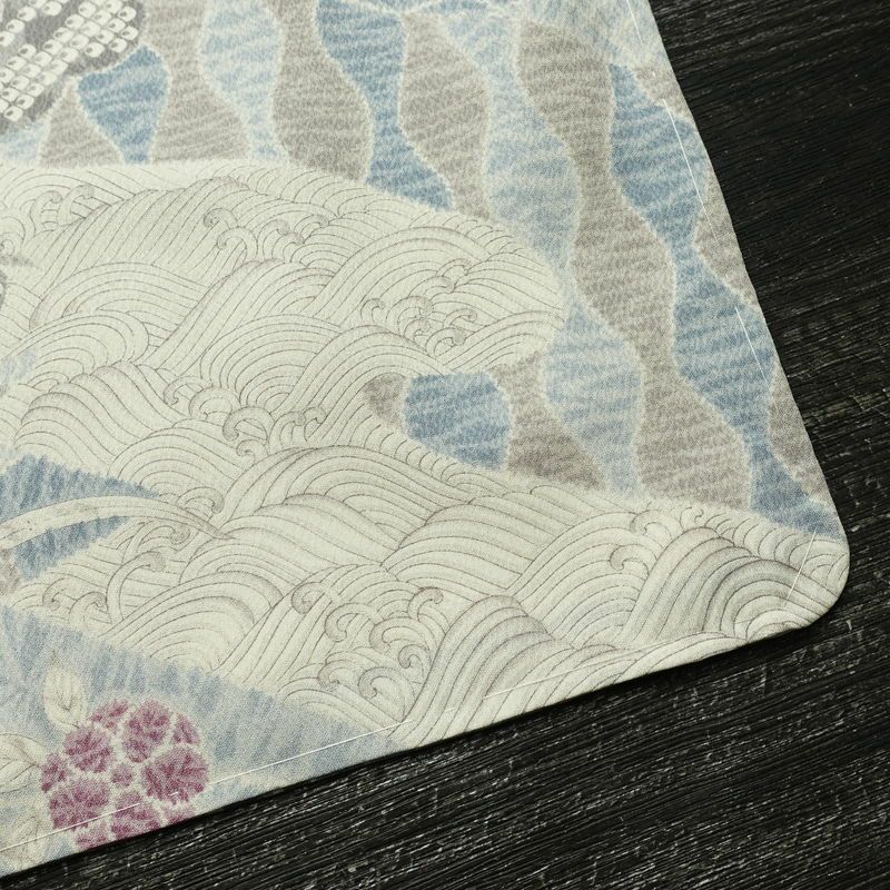 小紋 良品 しつけ糸付き 正絹 古典柄 袷仕立て 身丈162.5cm 裄丈65.5cm リサイクル着物 着物 青・紺_画像15