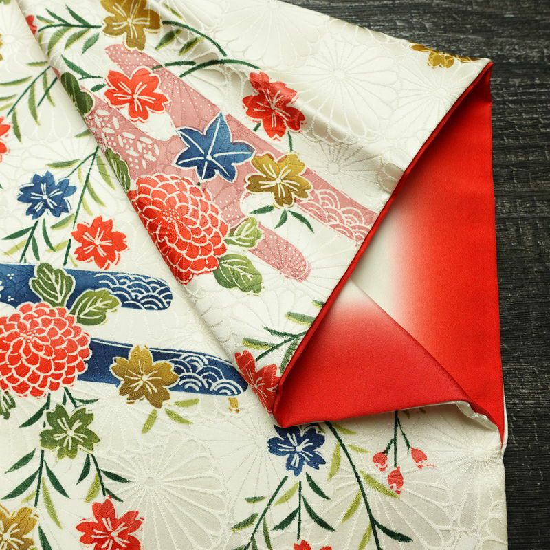 訪問着 正絹 花柄 袷仕立て 身丈163cm 裄丈63cm リサイクル着物 着物 結婚式 パーティー フォーマル 菊 白_画像15