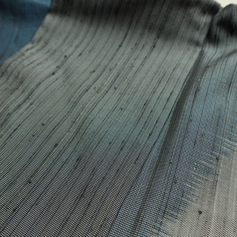 紬 付下 良品 落款入り 諏訪好風 正絹 幾何学柄・抽象柄 袷仕立て 身丈160.5cm 裄丈62.5cm リサイクル着物 着物 洒落 粋 青・紺_画像18