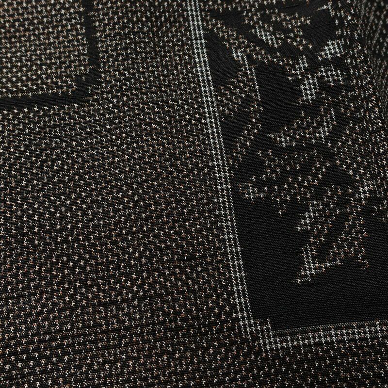 紬 良品 正絹 木の葉・植物柄 袷仕立て 身丈161.5cm 裄丈63cm リサイクル着物 着物 茶_画像8