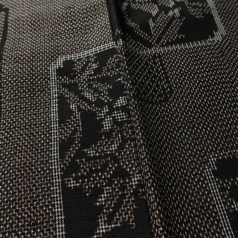 紬 良品 正絹 木の葉・植物柄 袷仕立て 身丈161.5cm 裄丈63cm リサイクル着物 着物 茶_画像11